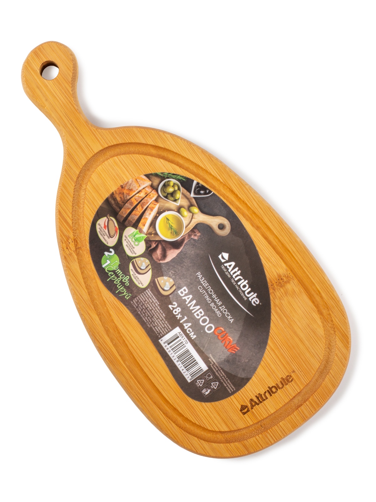 Доска разделочная BAMBOO CURVE 28x14x1.5см (уп.6)