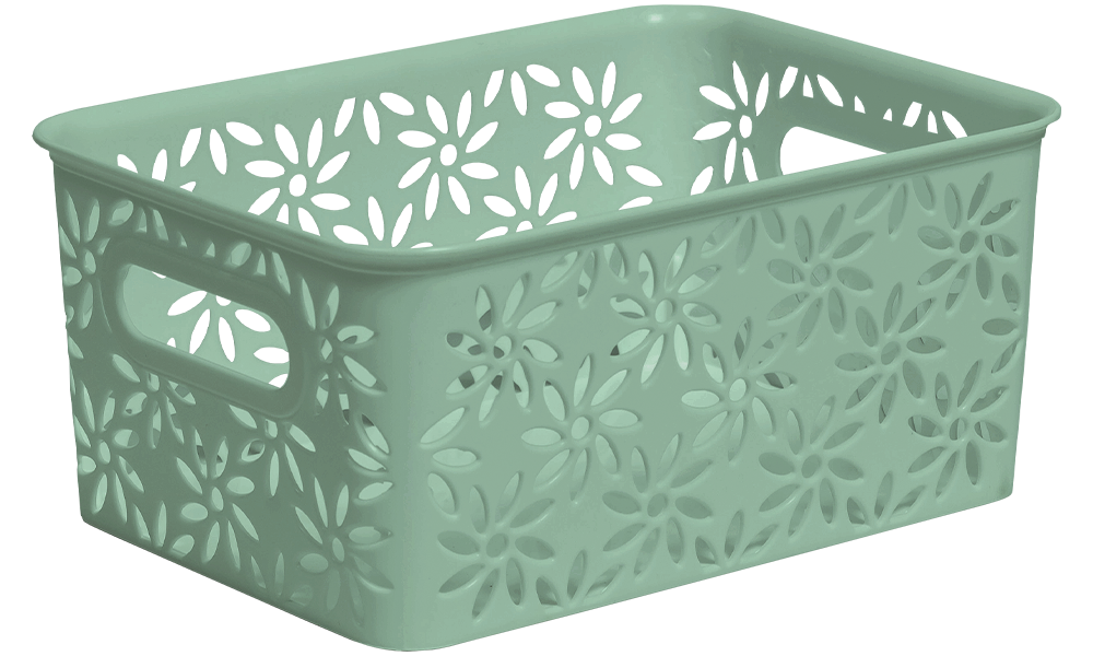 Корзинка "Ромашки" 3л 235х173х105мм  (нефрит) (уп.18)