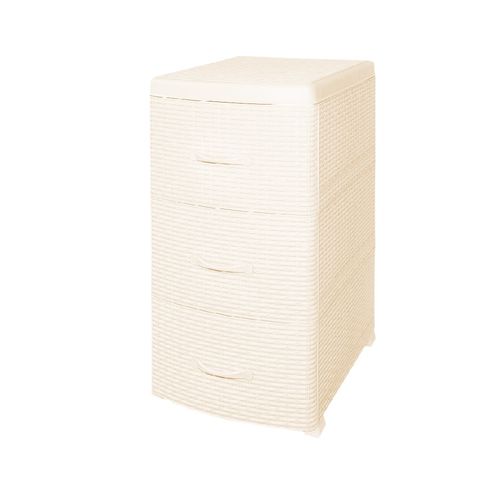 Комод 3х-секционный Ротанг слон.кость (уп.1)