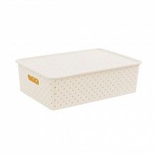 Корзинка "Береста" 7.5л 350х245х105мм с крышкой (слоновая кость) (уп.12)