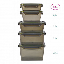 Контейнер прямоугольный герметичный 0,8л дымчатый (уп.18)