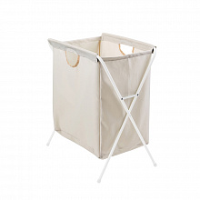 Корзина-мешок для белья на металлокаркасе бежевая