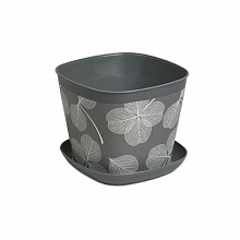 Кашпо квадратное с поддоном Листопад 1.3л темно-серый (уп.24)